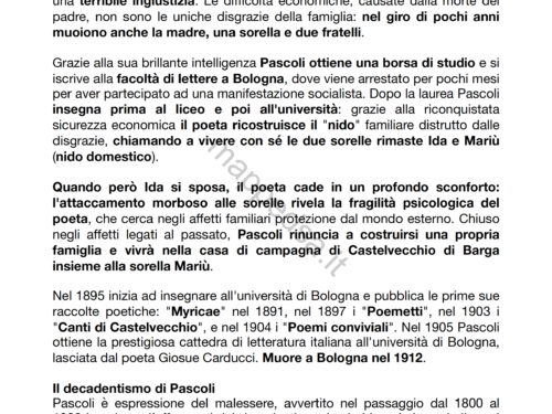 Appunti su Giovanni Pascoli: vita ed opere