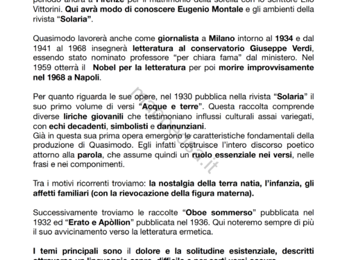 Appunti su Salvatore Quasimodo: vita ed opere